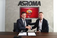 ROME, ITALY - JUNE 14: AS Roma new signing Nemanja Matic poses with a AS Roma jersey after signing the contract at Fulvio Bernardini Sport Centre on June 14, 2022 in Rome, Italy. (Photo by AS Roma/AS Roma via Getty Images)